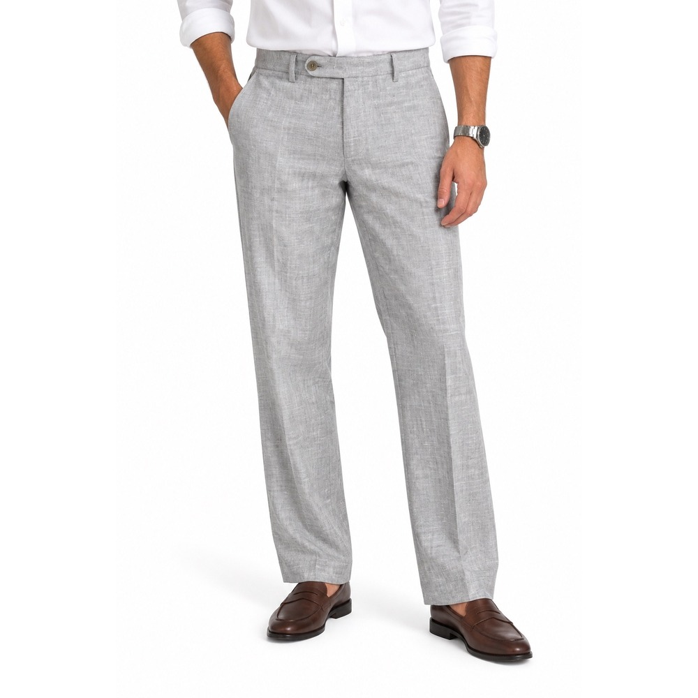 Joseph Abboud Mens Light Grey 100% Linen Flat Front Dress Pants 34x32